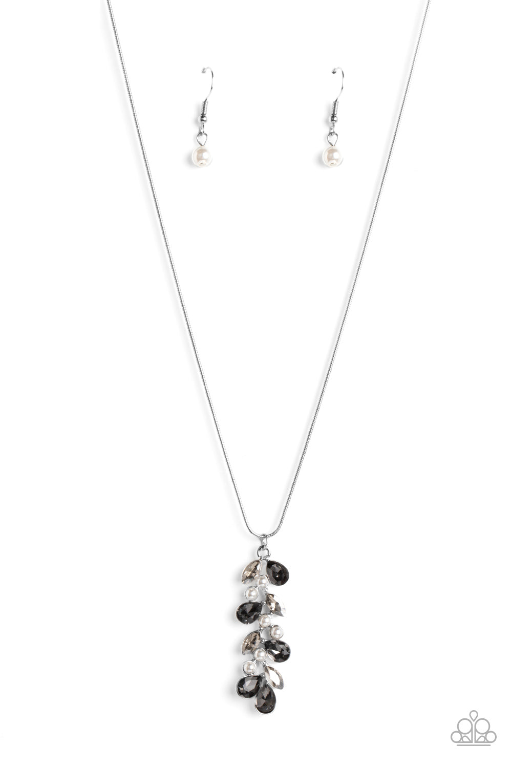 Pearls Before VINE - Black Smoky Gem Pearl Pendant Silver Short Necklace