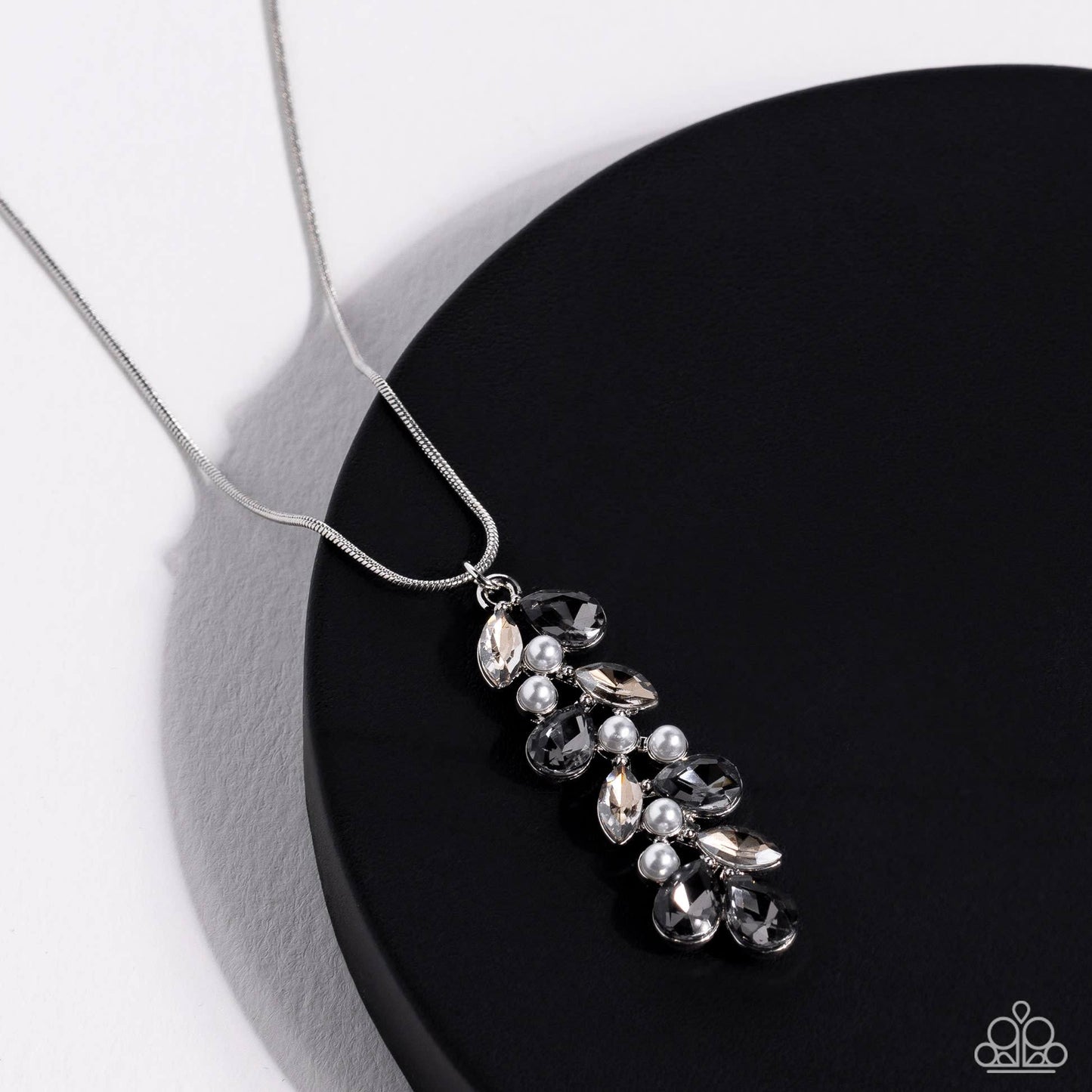 Pearls Before VINE - Black Smoky Gem Pearl Pendant Silver Short Necklace