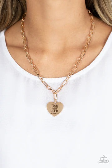 Perennial Proverbs - Gold "Trust in the Lord" Heart Short Necklace