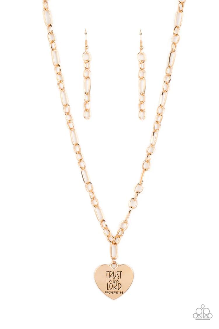 Perennial Proverbs - Gold "Trust in the Lord" Heart Short Necklace