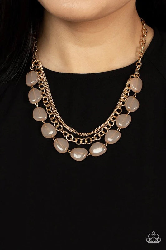 Pumped Up Posh - Gold Bead Layered Short Necklace