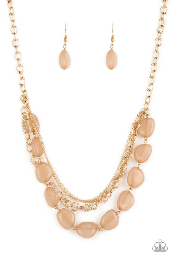 Pumped Up Posh - Gold Bead Layered Short Necklace