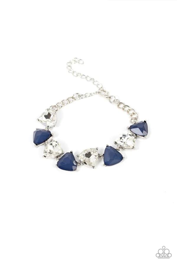 Pumped up Prisms - Blue and White Triangle Gem Silver Clasp Bracelet