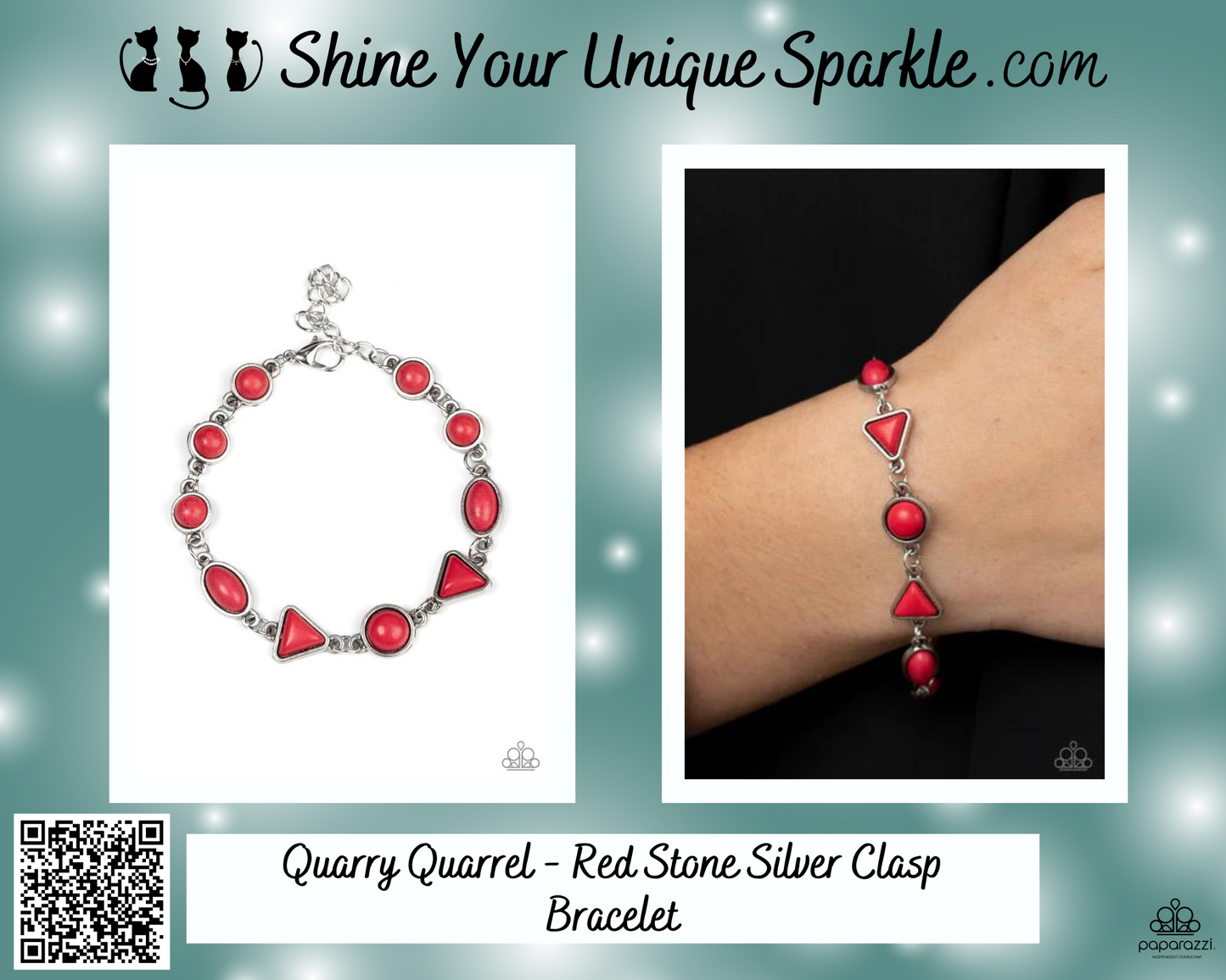 Quarry Quarrel - Red Stone Silver Clasp Bracelet