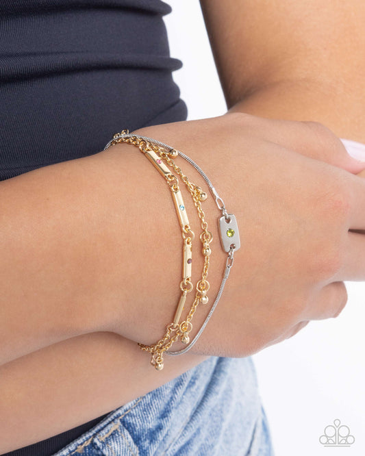 Radiant Recognition - Multi Silver Gold Mixed Metal Clasp Bracelet