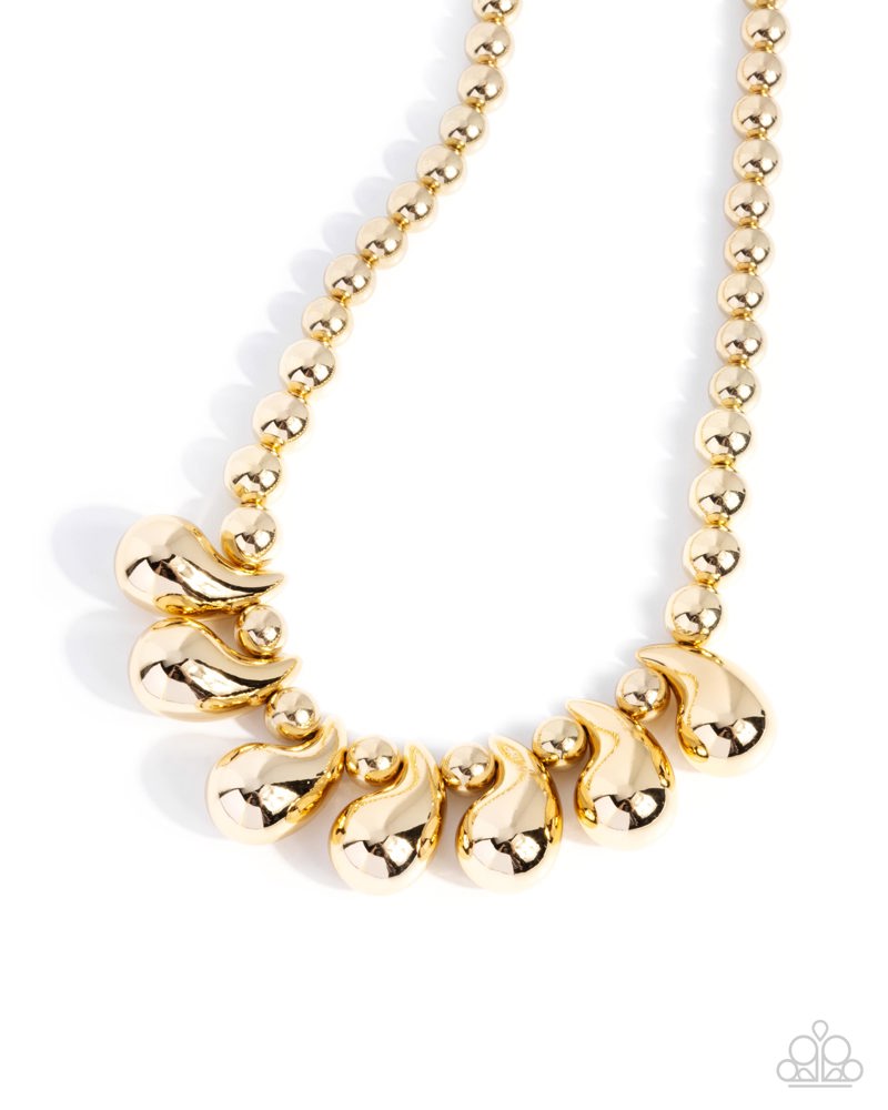Raindrop Rebel - Gold Bead Short Necklace