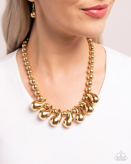 Raindrop Rebel - Gold Bead Short Necklace