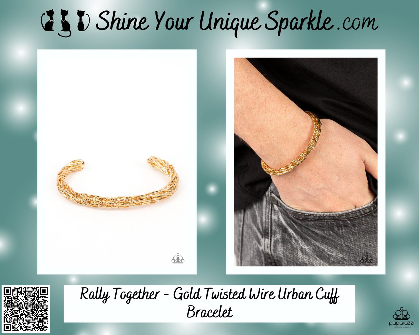 Rally Together - Gold Twisted Wire Urban Cuff Bracelet