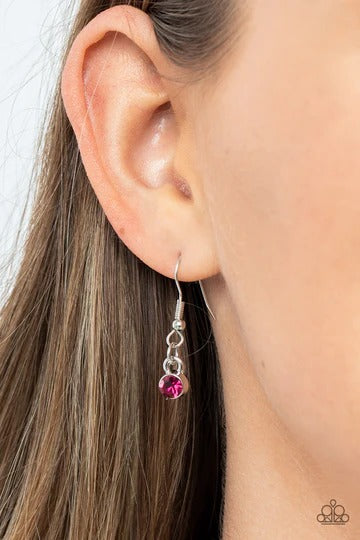 Razor-Sharp Refinement - Pink and Iridescent Gem Silver Short Necklace