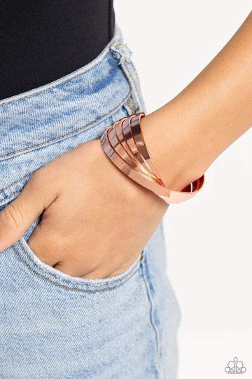 Rebellious Ribbons - Copper Shiny Bar Cuff Bracelet