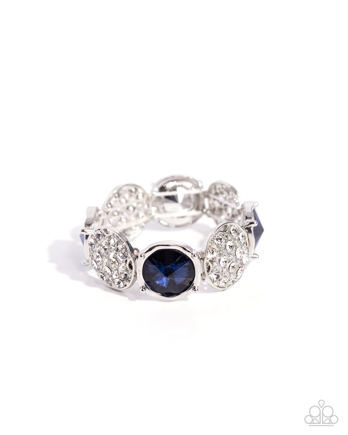 Refined Refresh - Blue Gem Silver Stretchy Bracelet