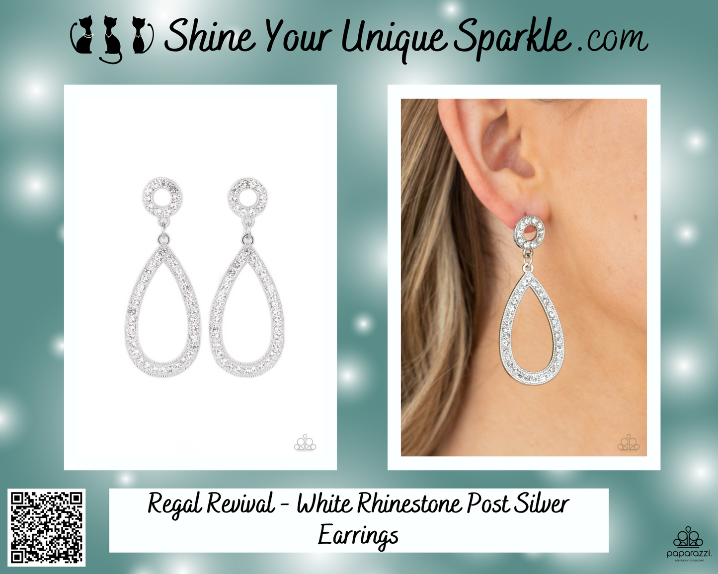 Regal Revival - White Rhinestone Post Silver Earrings