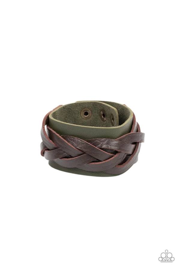 Rein it in - Green and Brown Leather Wrap Bracelet