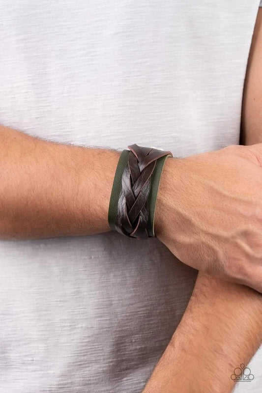 Rein it in - Green and Brown Leather Wrap Bracelet