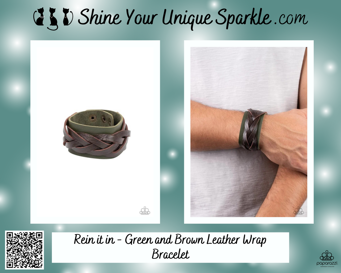 Rein it in - Green and Brown Leather Wrap Bracelet