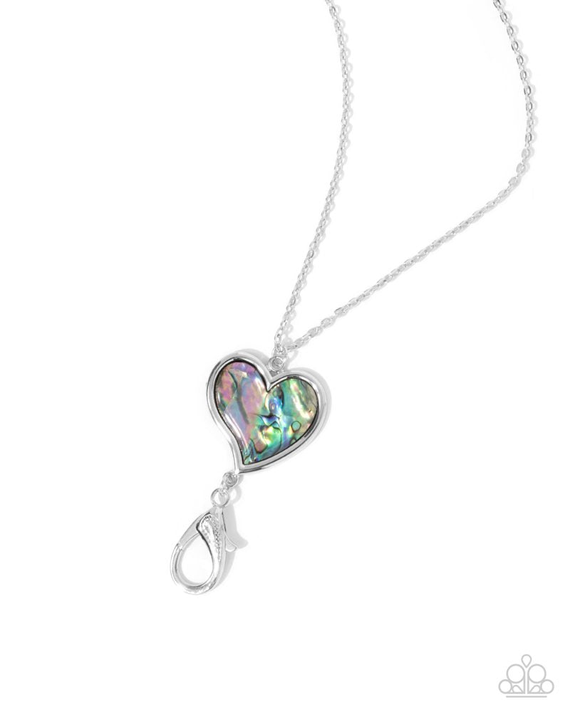 Reinventing Radiance - Multi Abalone Heart Silver Lanyard Long Necklace
