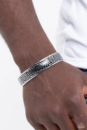 Relic Raider - Black Painted Silver Cuff Bracelet