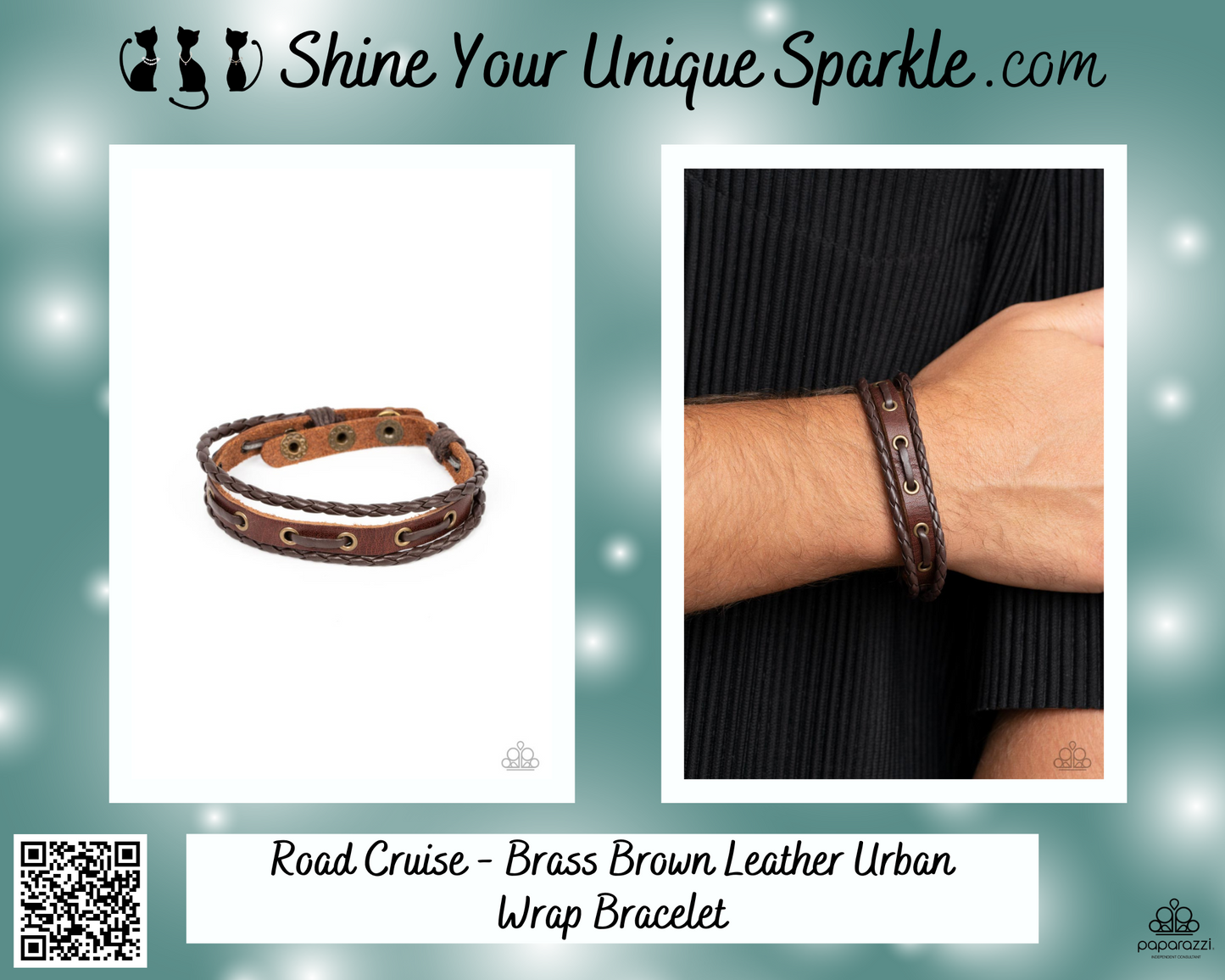 Road Cruise - Brass Brown Leather Urban Wrap Bracelet