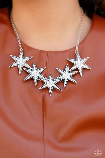 Rockstar Ready - White Rhinestone Silver Star Short Necklace - 2023 Convention Exclusive