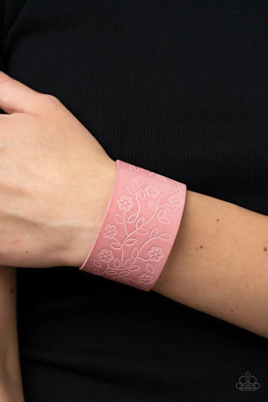 Rosy Wrap Up - Pink Floral Leather Wrap Bracelet