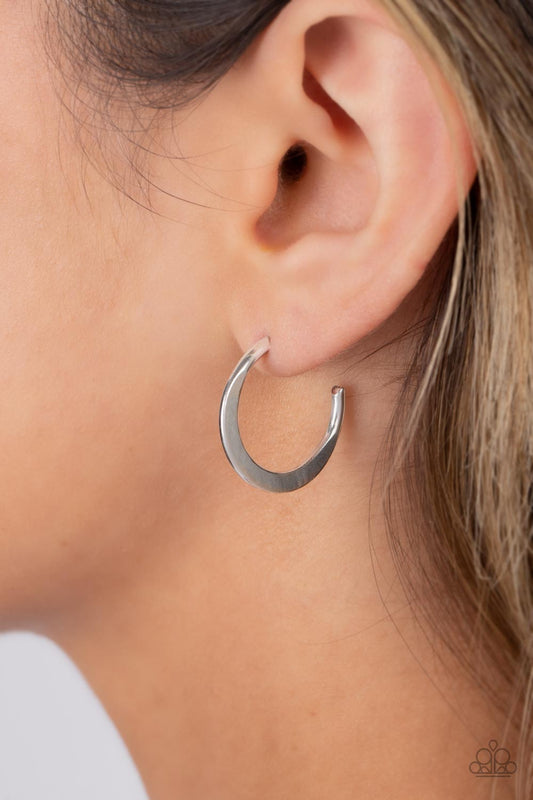 Royal Runway - Silver Flat Hoop Post Earrings