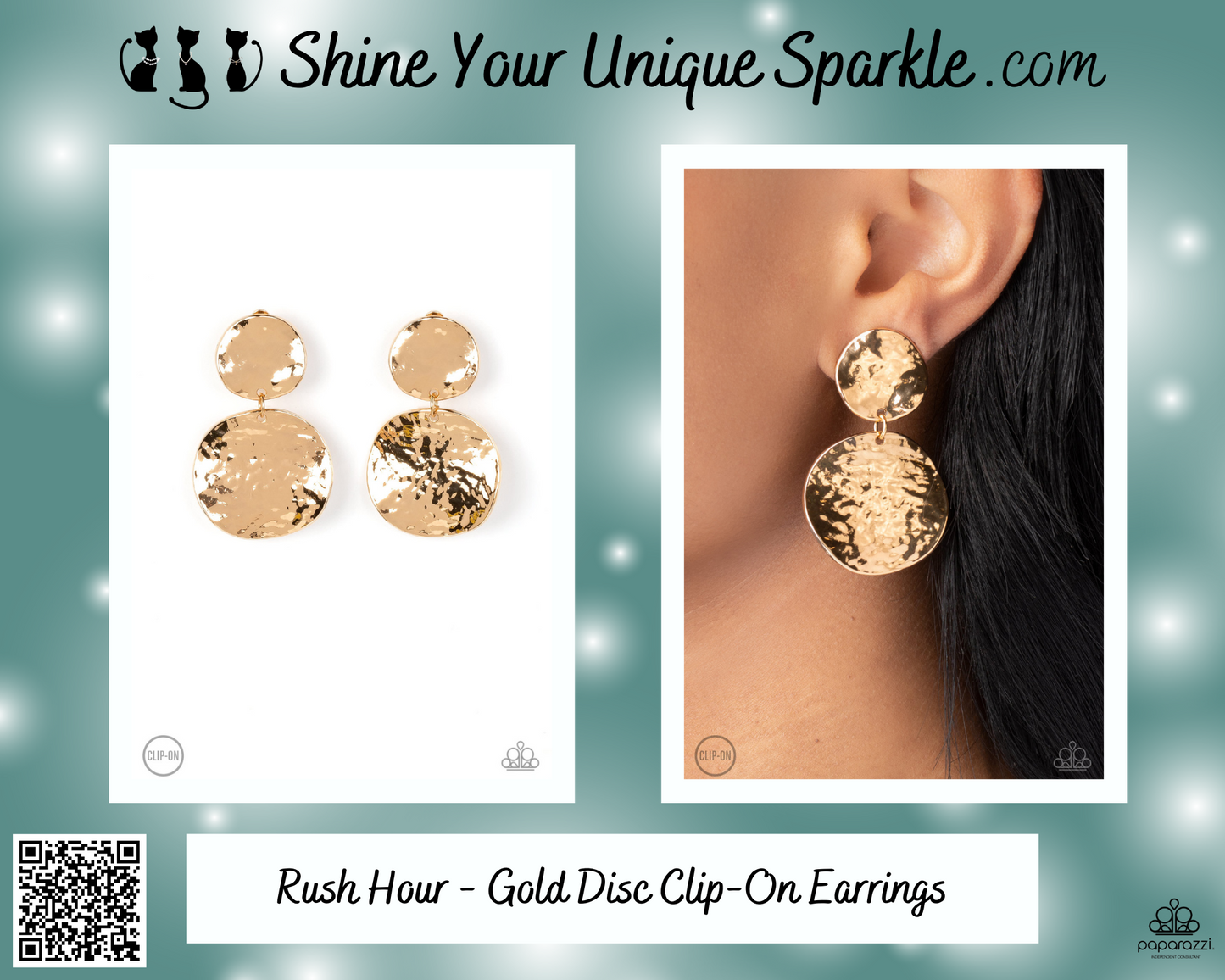 Rush Hour - Gold Disc Clip-On Earrings