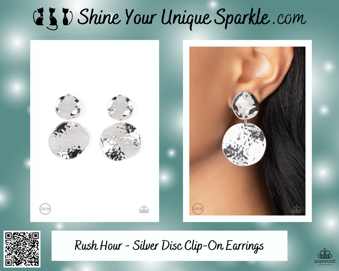 Rush Hour - Silver Disc Clip-On Earrings