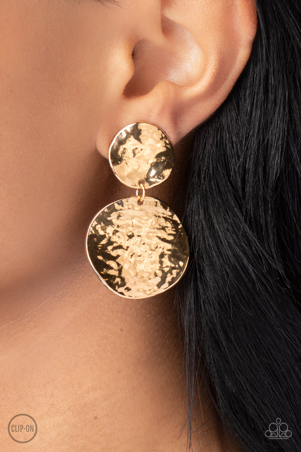 Rush Hour - Gold Disc Clip-On Earrings