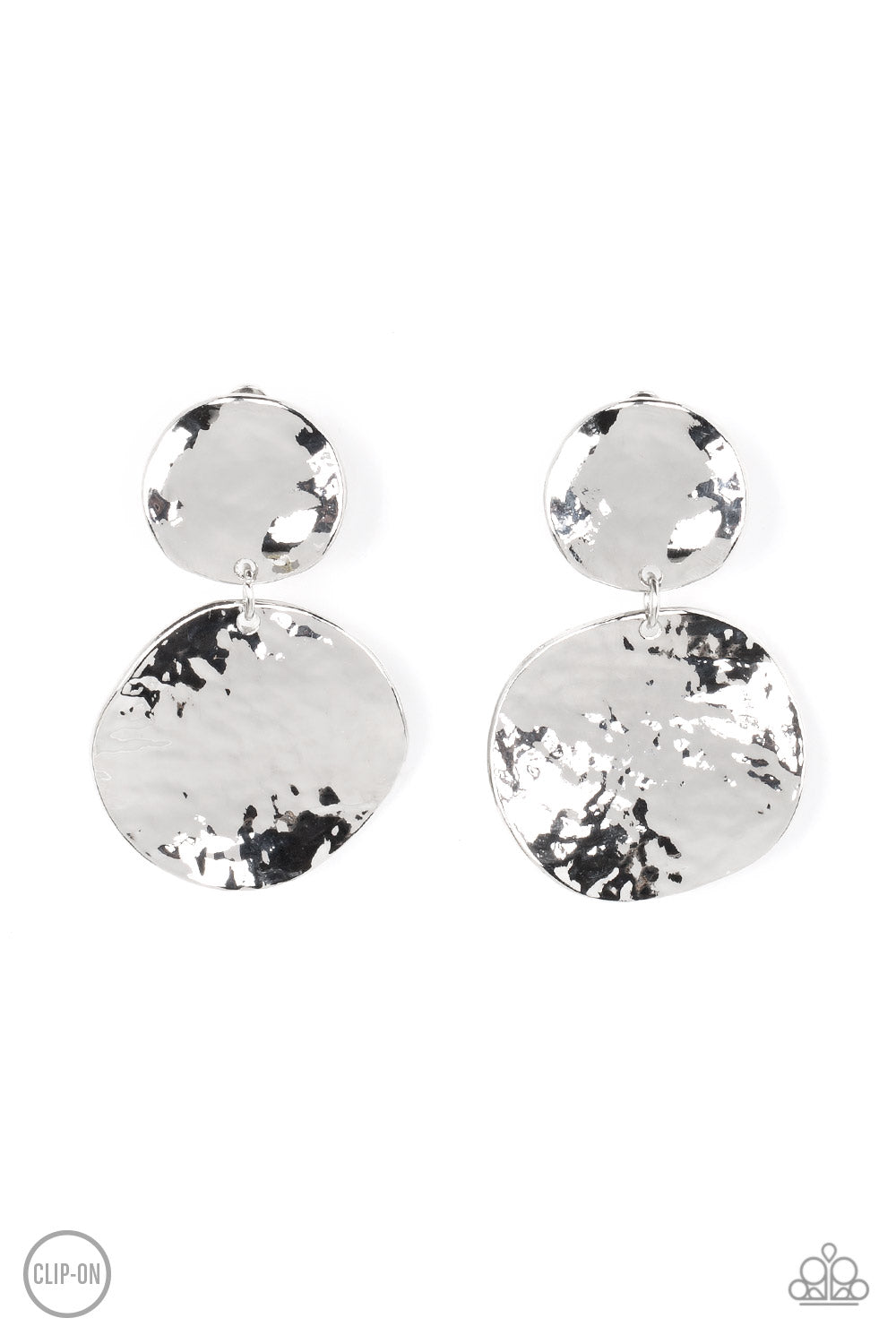 Rush Hour - Silver Disc Clip-On Earrings