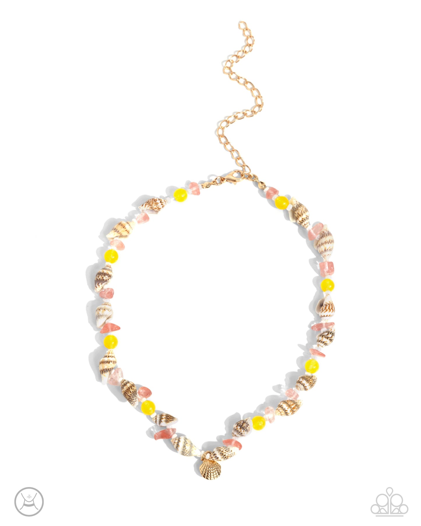 SAND-sational Season - Multi White Pink Yellow Beachy Starfish Gold Choker Necklace