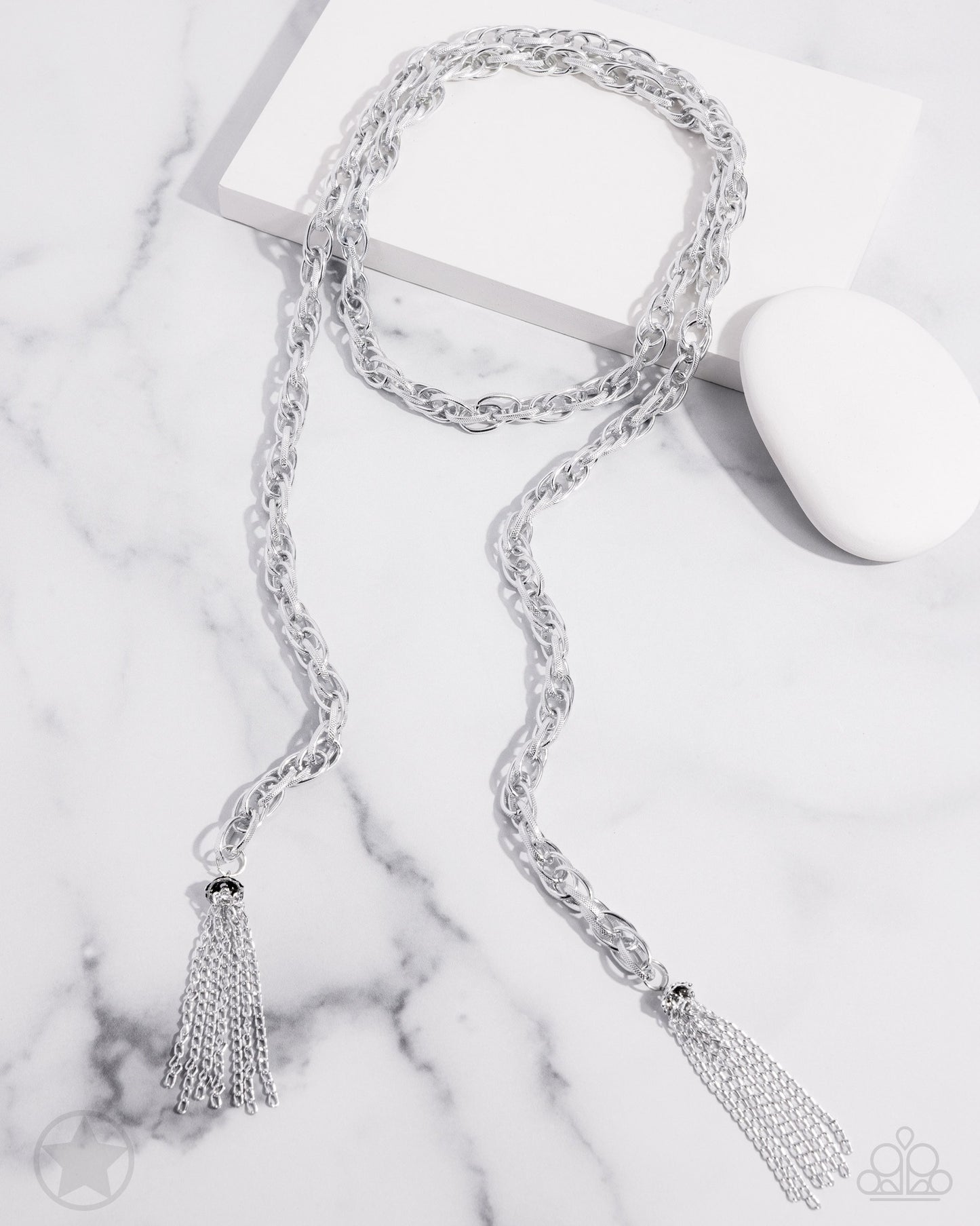 SCARFed for Attention - Silver Chain Scarf Long Necklace - Blockbuster