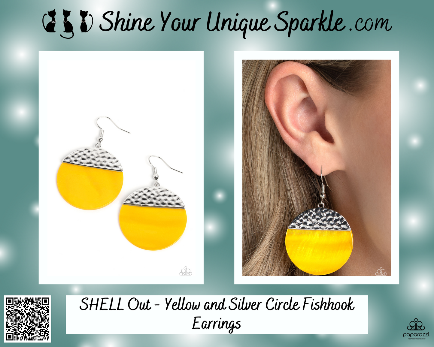 SHELL Out - Yellow and Silver Circle Fishhook Earrings