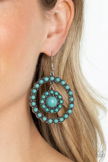 Saguaro Sanctuary - Blue Turquoise Crackle Stone Silver Fishhook Earrings