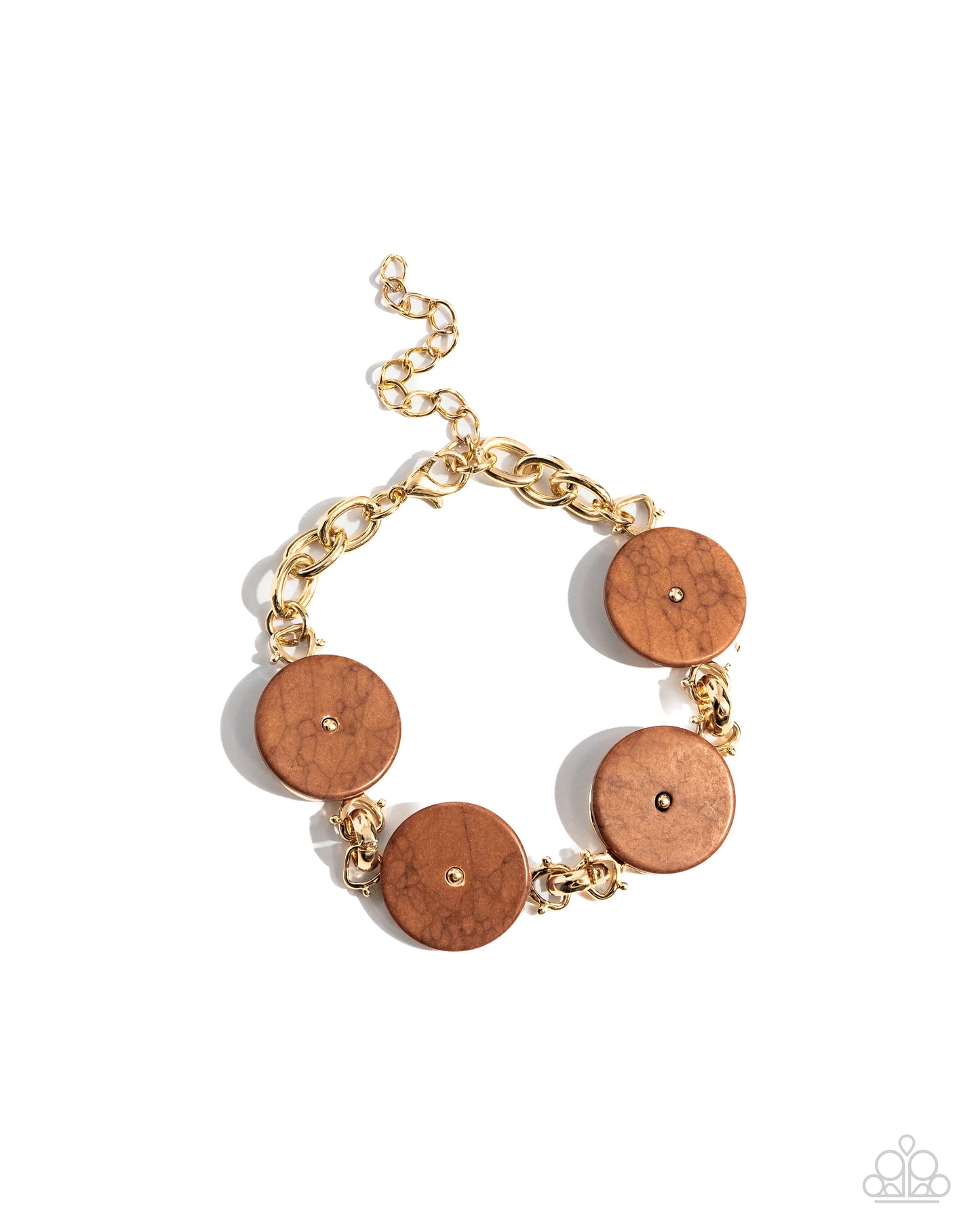 Savory Season - Brown Disc Gold Clasp Bracelet