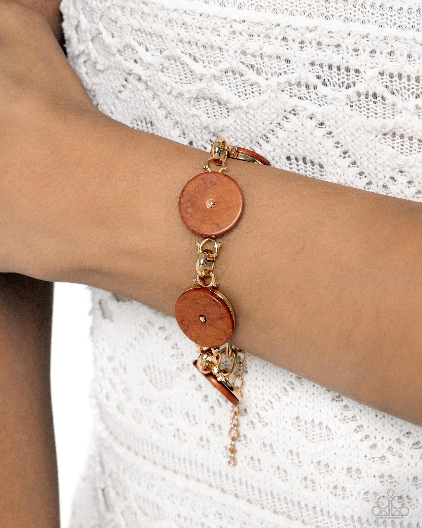 Savory Season - Brown Disc Gold Clasp Bracelet