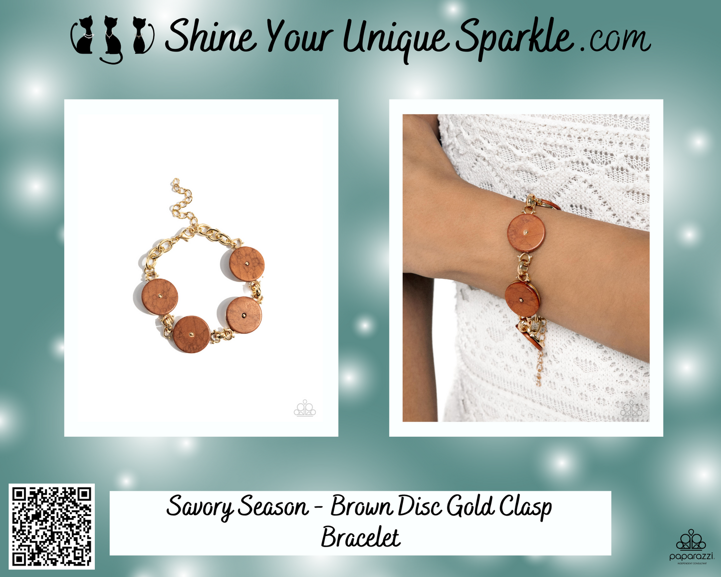 Savory Season - Brown Disc Gold Clasp Bracelet