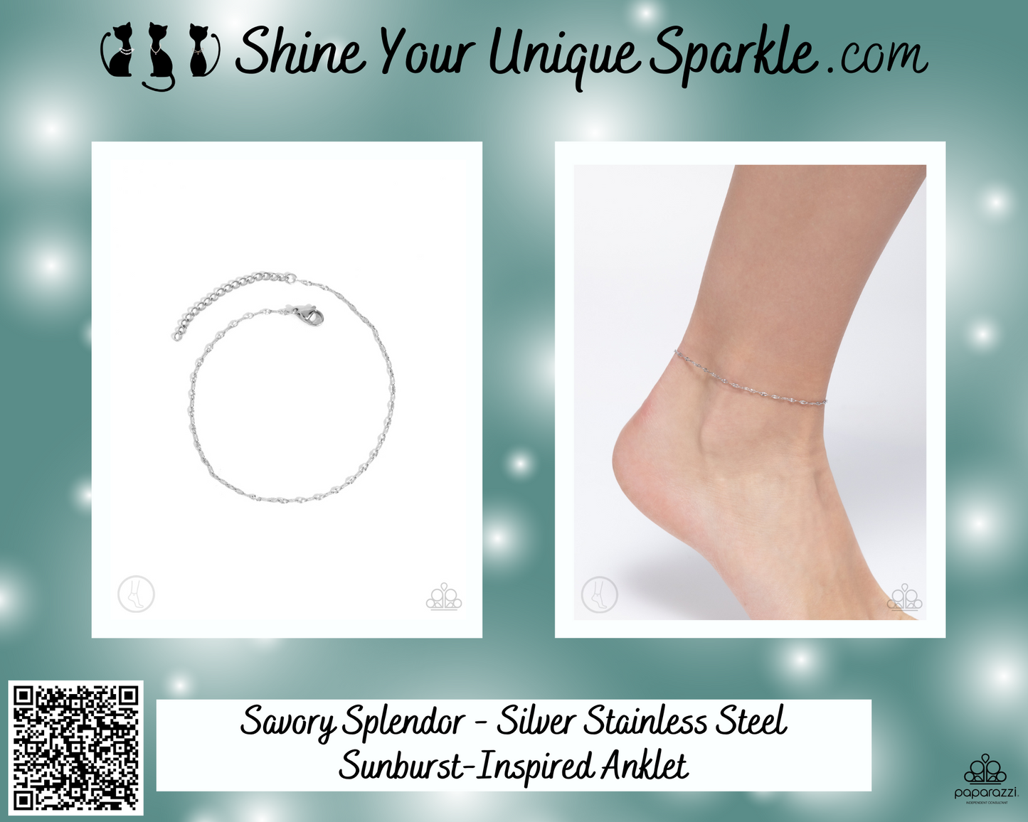 Savory Splendor - Silver Stainless Steel Sunburst-Inspired Anklet