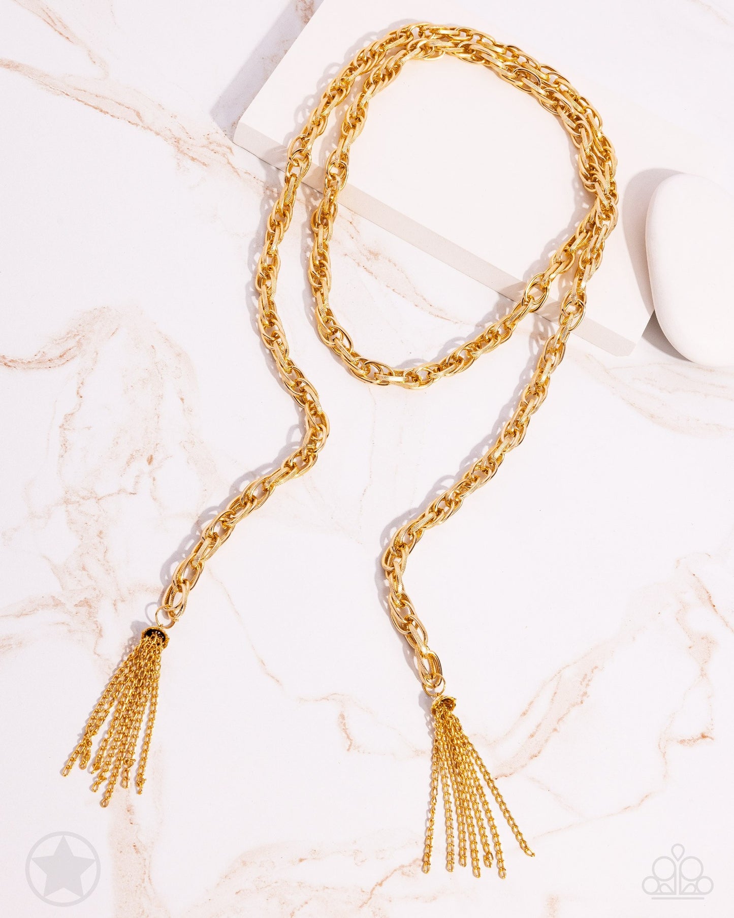 SCARFed for Attention - Gold Chain Scarf Long Necklace - Blockbuster