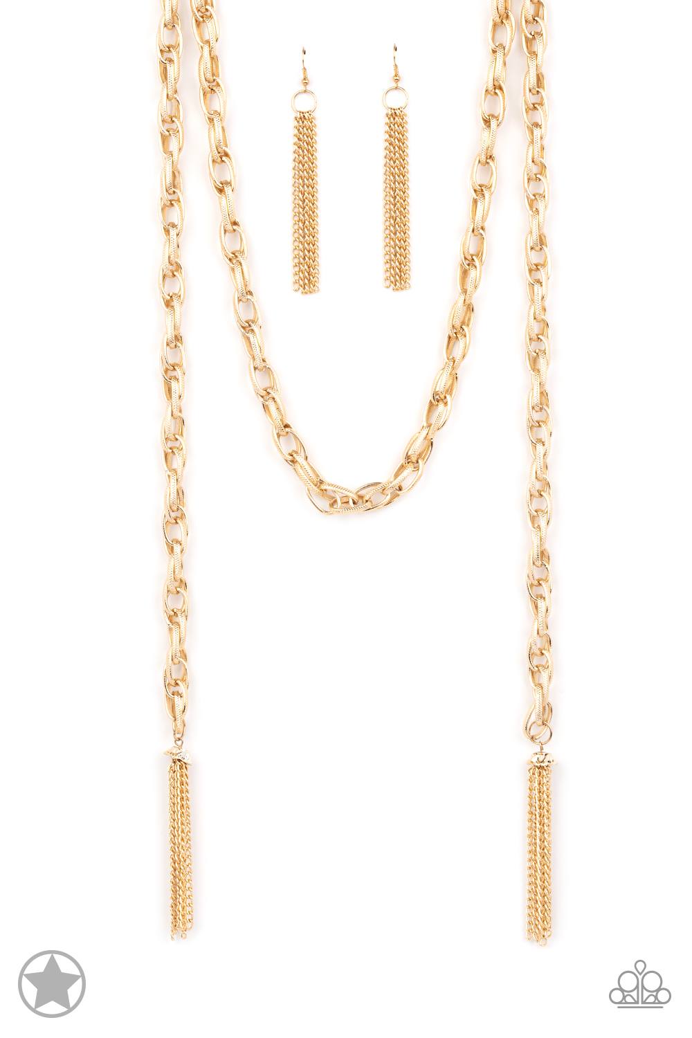 SCARFed for Attention - Gold Chain Scarf Long Necklace - Blockbuster