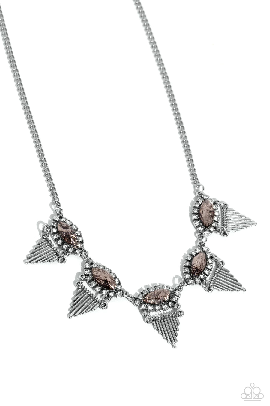 Scintillating Shimmer - Silver Smoky Gem Short Necklace