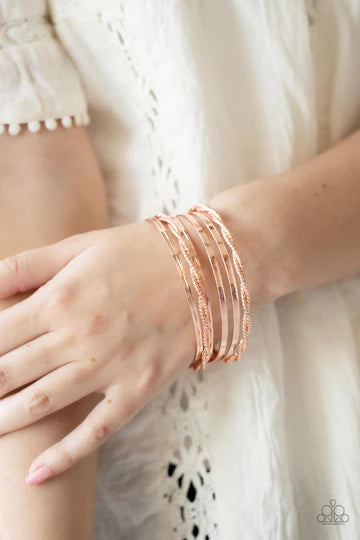 Sensational Shimmer - Copper Shiny Bangle Bracelet Set