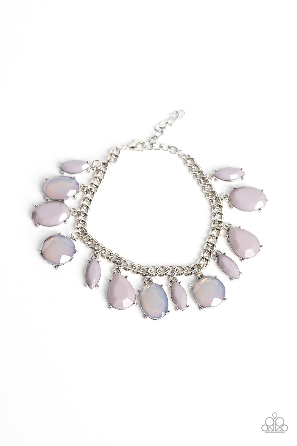 PERFECT MATCH / SET: Fairytale Fortuity - Silver Gray Lilac Bead Short Necklace AND Serendipitous Shimmer - Silver Gray Lilac Bead Clasp Bracelet