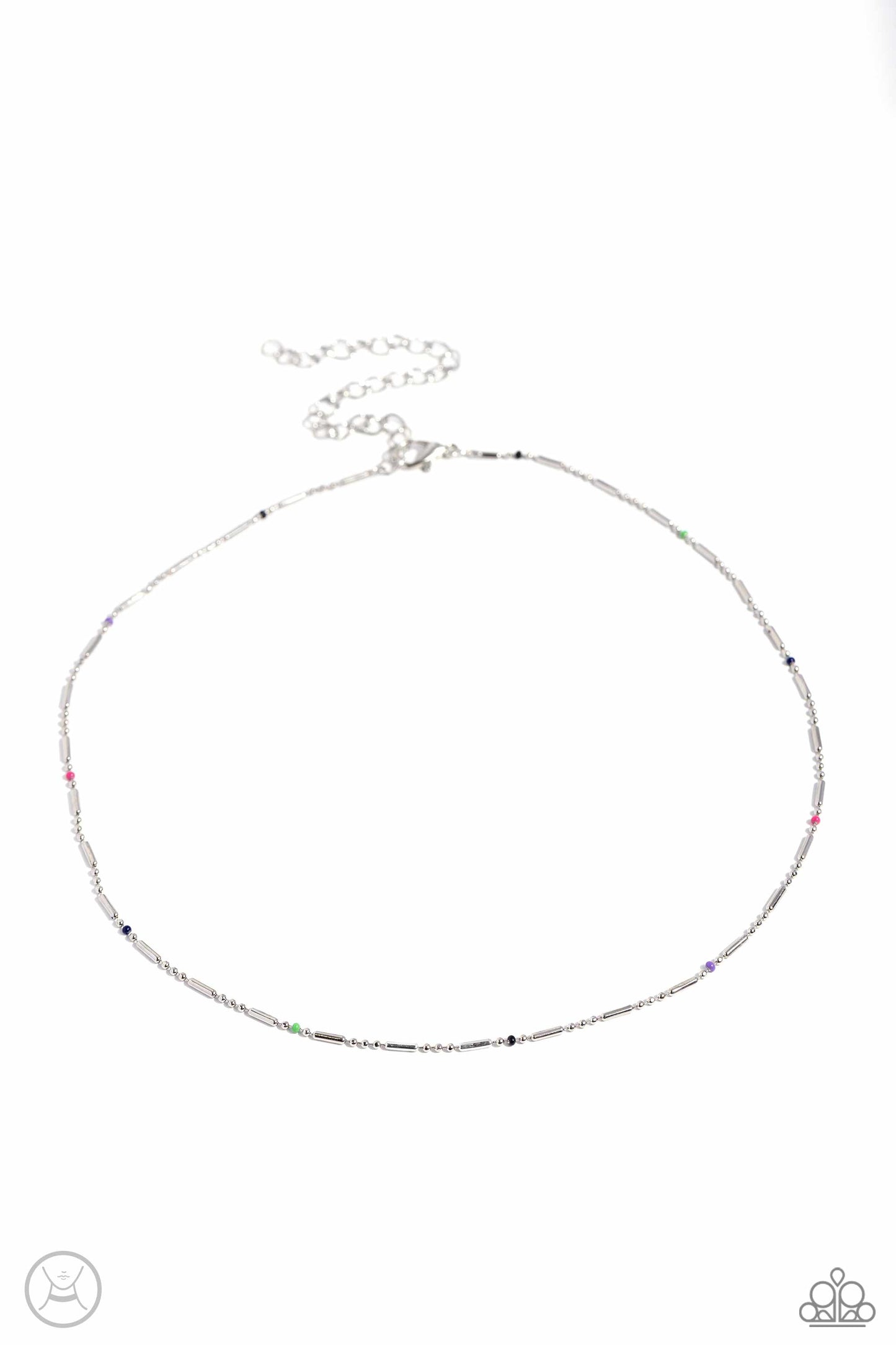 Serenity Strand - Multi Color Silver Bead Choker Necklace