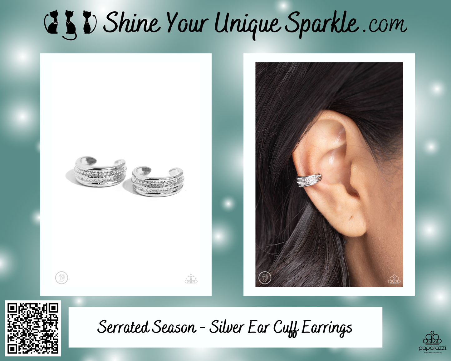 Serrated Season - Silver Ear Cuff Earrings