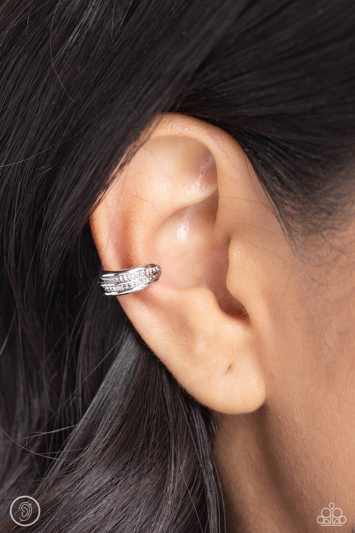 Serrated Season - Silver Ear Cuff Earrings