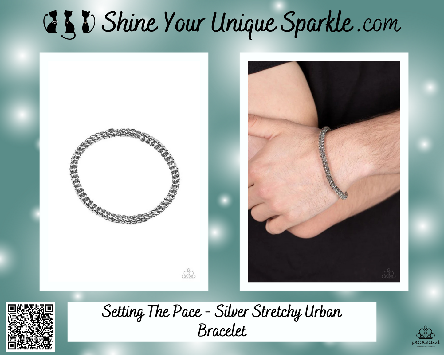 Setting The Pace - Silver Stretchy Urban Bracelet