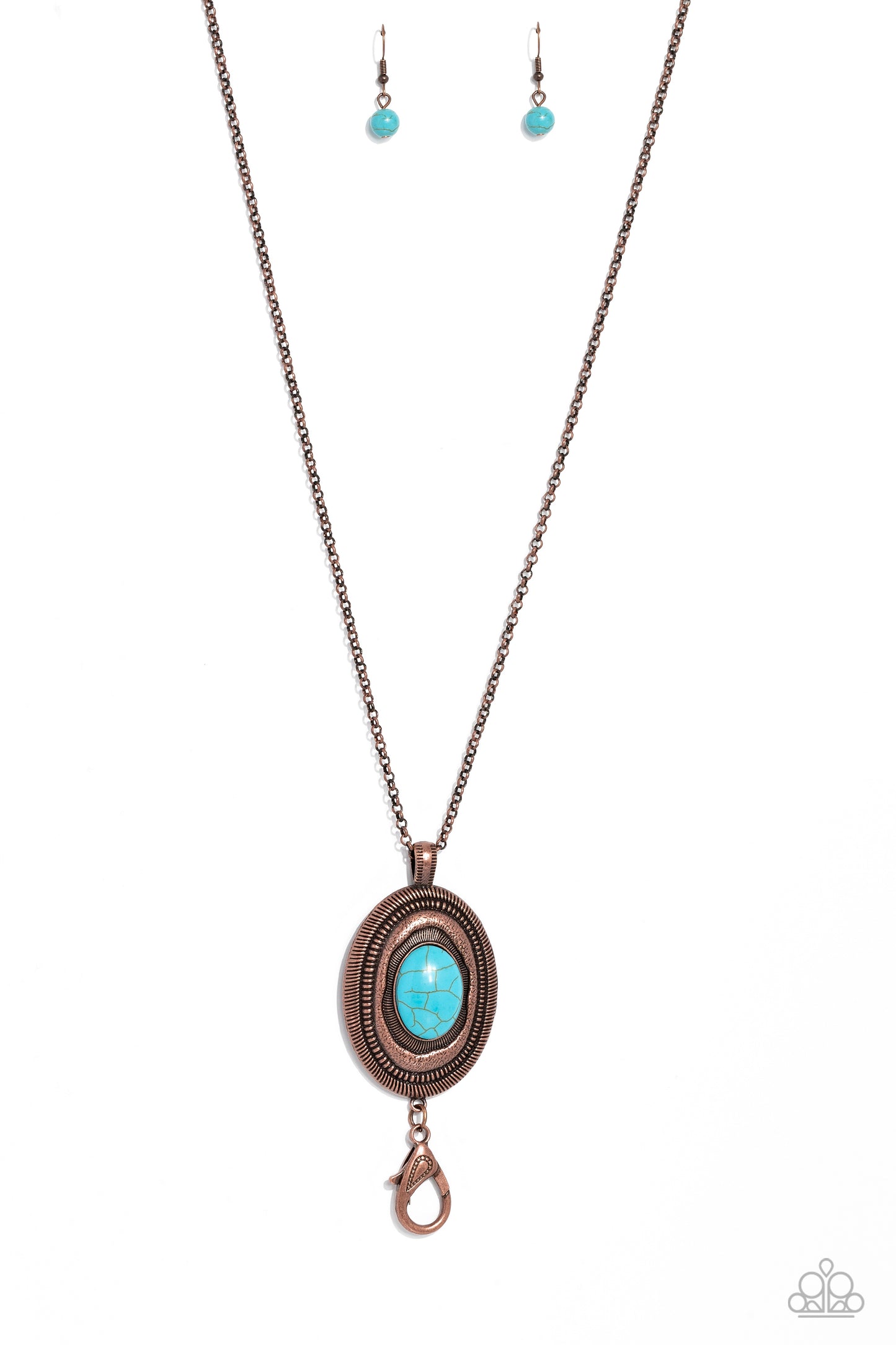 Sierra Sage - Copper Turquoise Crackle Stone Lanyard Necklace