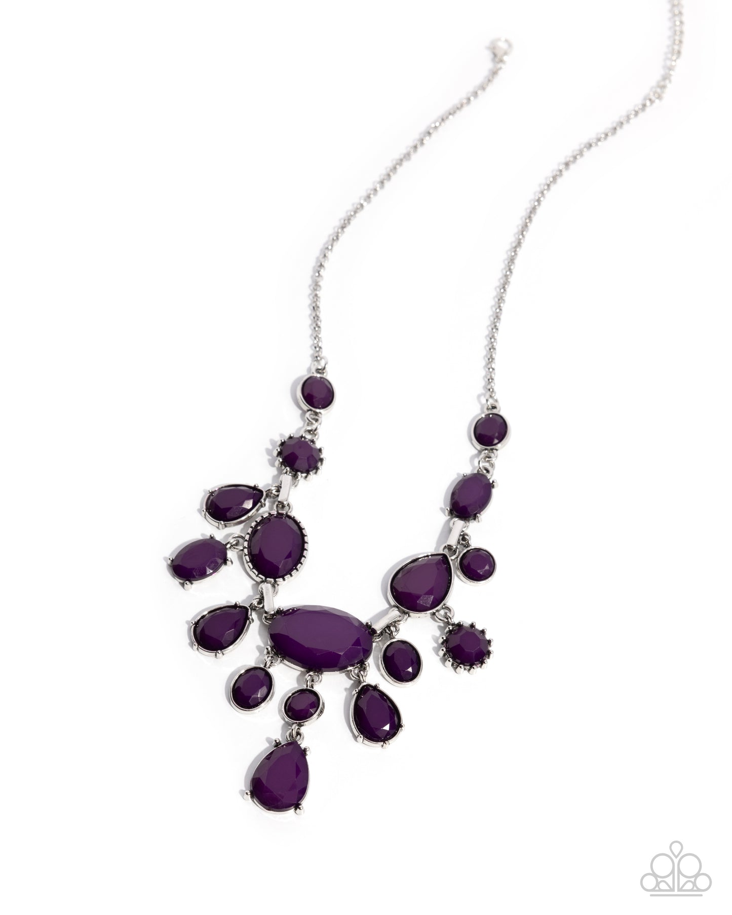 Significant Influence - Purple Bead Silver Short Necklace