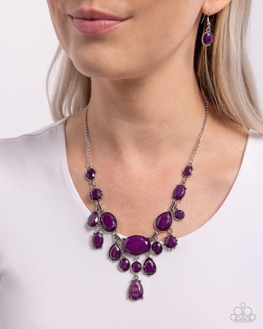 Significant Influence - Purple Bead Silver Short Necklace