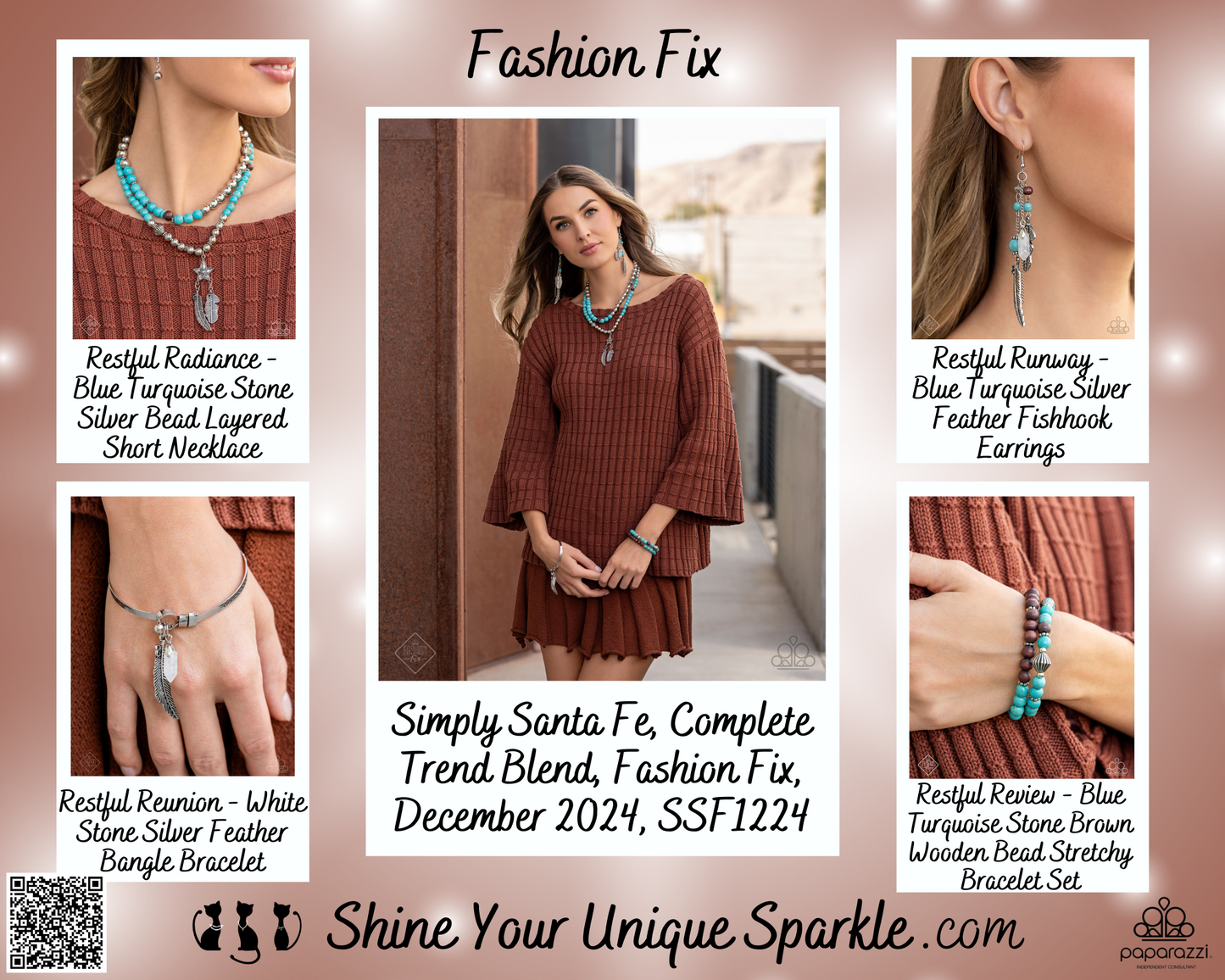 Restful Review - Blue Turquoise Stone Brown Wooden Bead Stretchy Bracelet Set - Fashion Fix